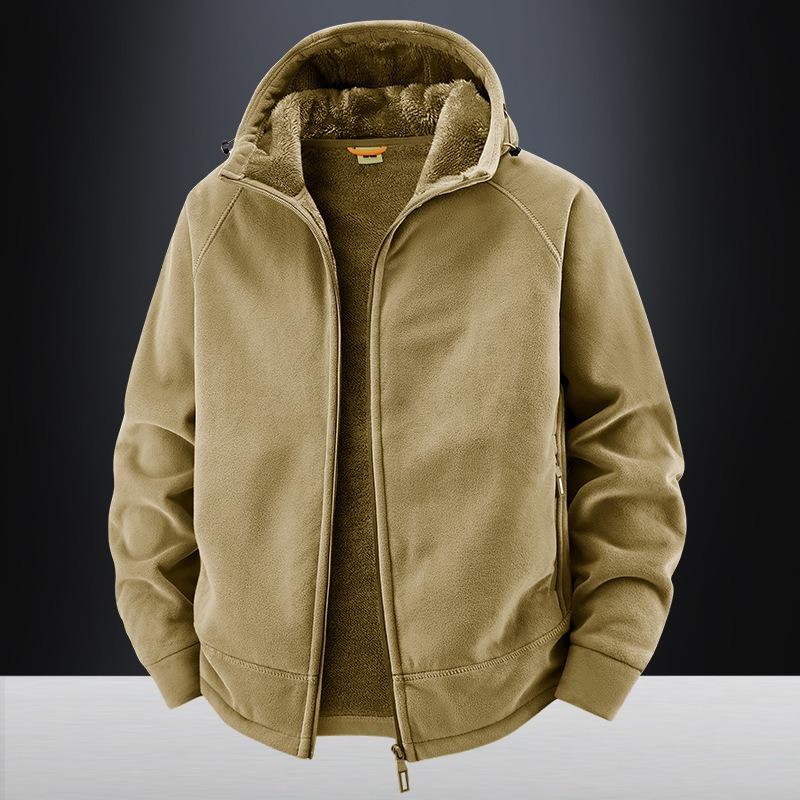 Winter fleece clothes men's and women's autumn and winter new hooded cardigan jacket thickened fleece thermal jacket hooded