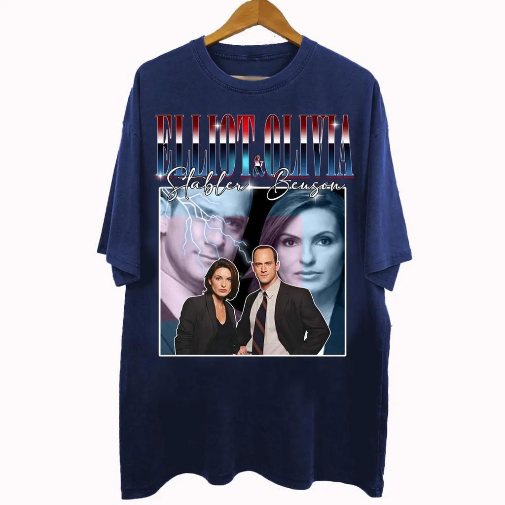 Elliot Stabler and Olivia Benson Printed Womens Tshirt SpringSummer Fashion Trend Pure Cotton Top Neutral Short Sleeve Tshirt