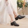 Grove Hiel Echte Lederen Mode Slippers Ronde Neus Comfortabele Zachte Zool Dames Slip-on Schoenen