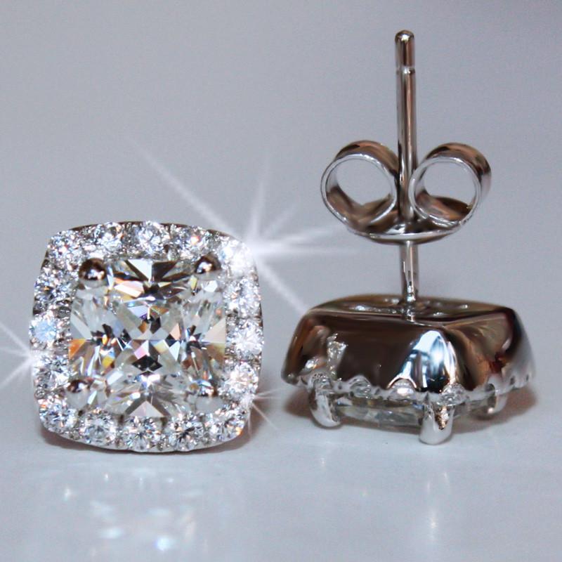 CC Earrings For Women 925 Silver Needle Square Cubic Zirconia Bridal Wedding Brincos Fine Jewelry Stud Earring CCE643