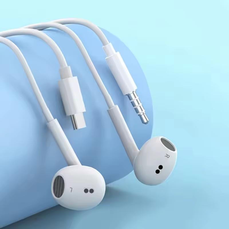 Type C Wired Earphone For iPhone 17 16 15 14 13 12 Pro Max In Ear Earbuds 3.5MM For IOS Jack Headphones For Calling Music Gaming