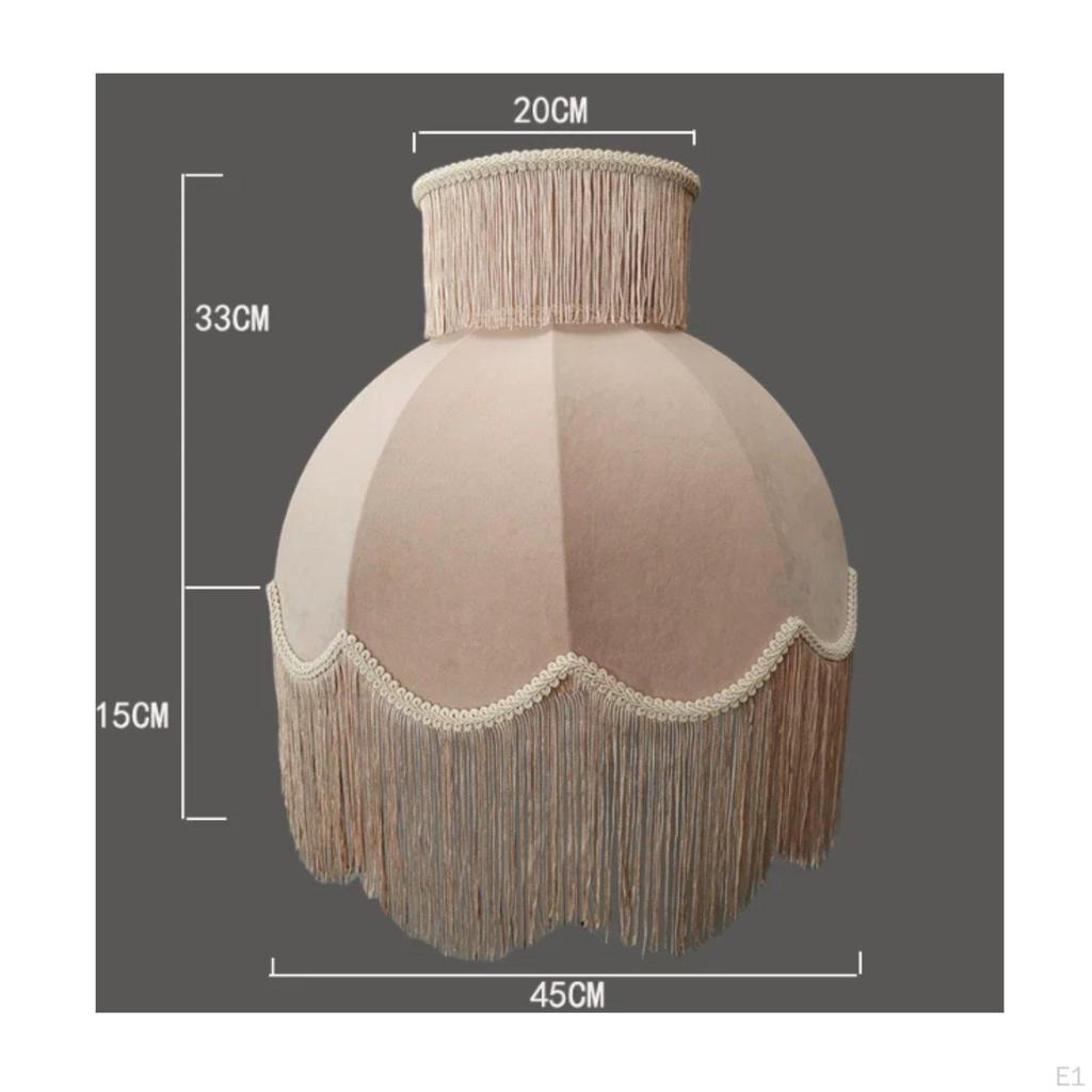 Elegant Fabric Lampshade with Fringes Vintage Lamp Shade for Living Room Bedside