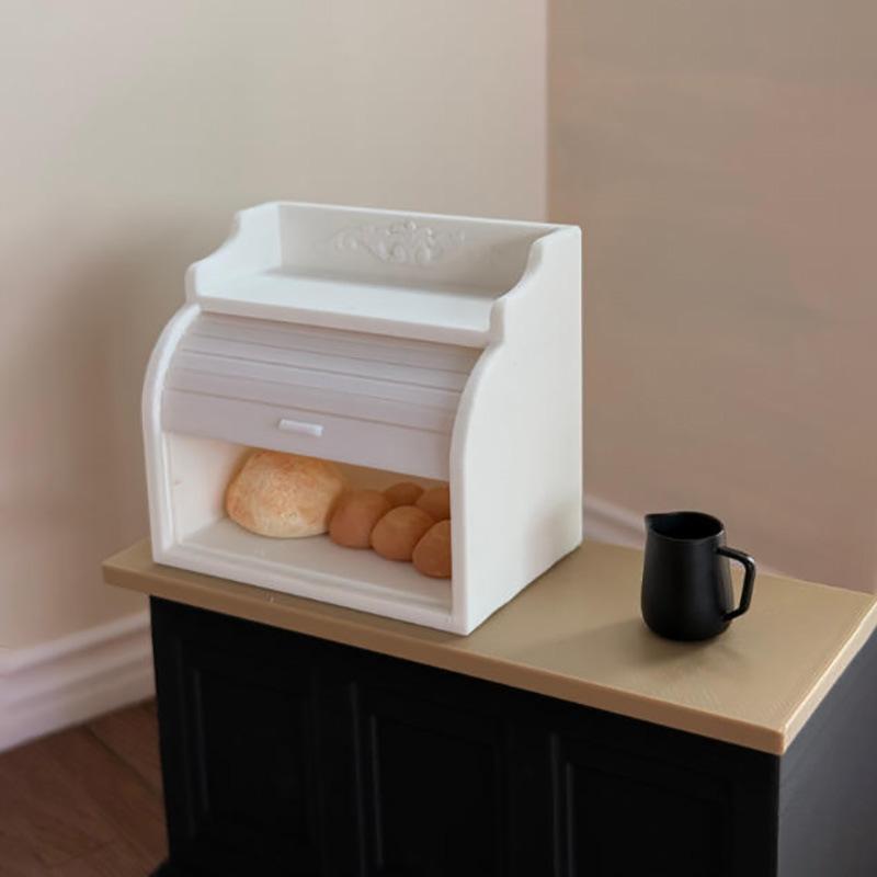 1Pcs 1 12 Miniature Bread Box European Roller Shutter Dollhouse Accessory for Realistic Kitchen Decor