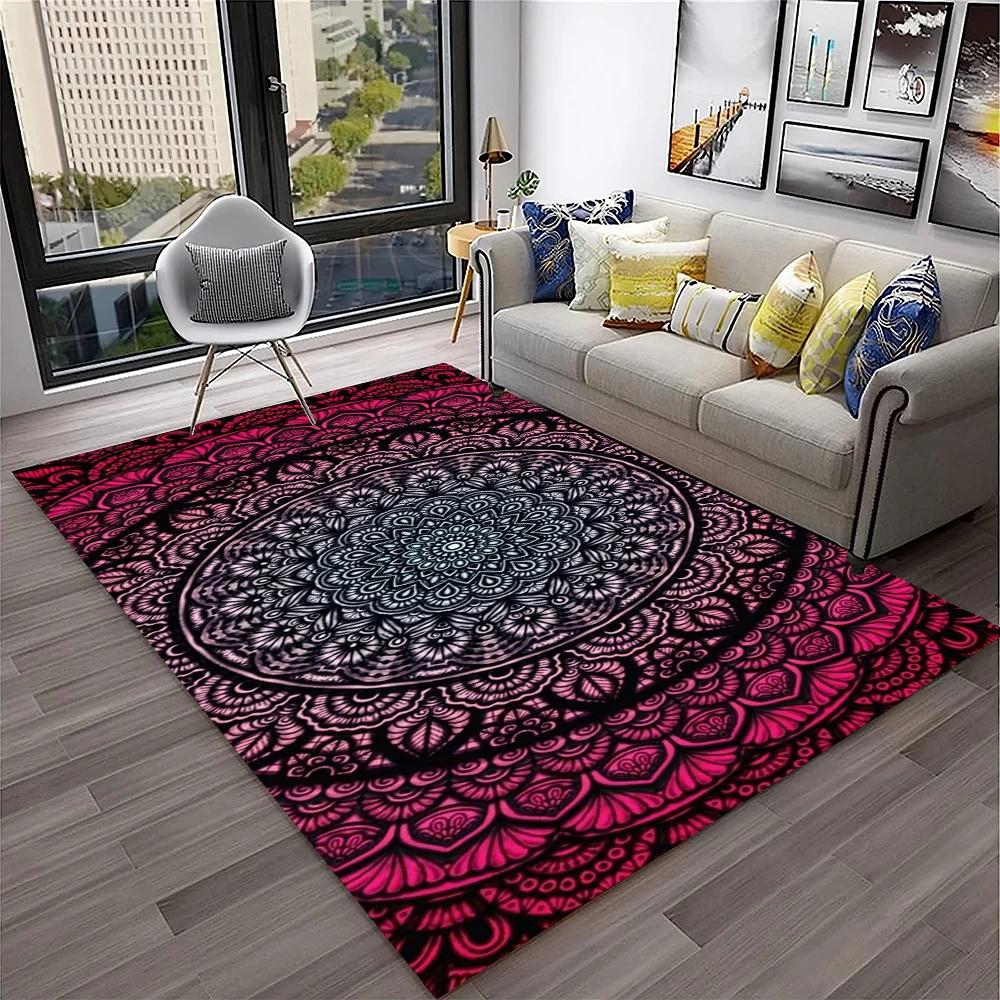 3D Mandala Bohemia Geometric Carpet Rug for Home Living Room Bedroom Sofa Kitchen Doormat Decor,Kid Area Rug Non-slip Floor Mat