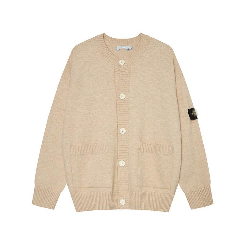 STONE Uniszex Cipzáras Kardigán Álló Galléros Jelvényes Kötött Pulóver Őszre/Télre