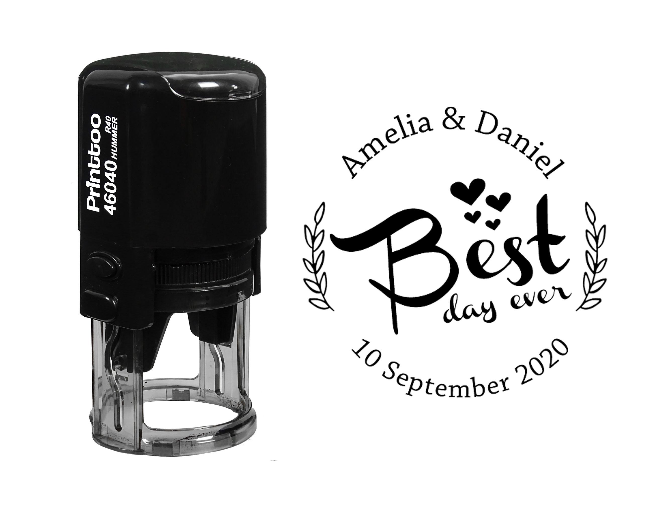 

Printtoo PersonalizedA Black Self Inking Wedding Favor Custom Stamper Best Day Ever Round Heavy Duty Stamp-40 40 mm Diameter чёрный
