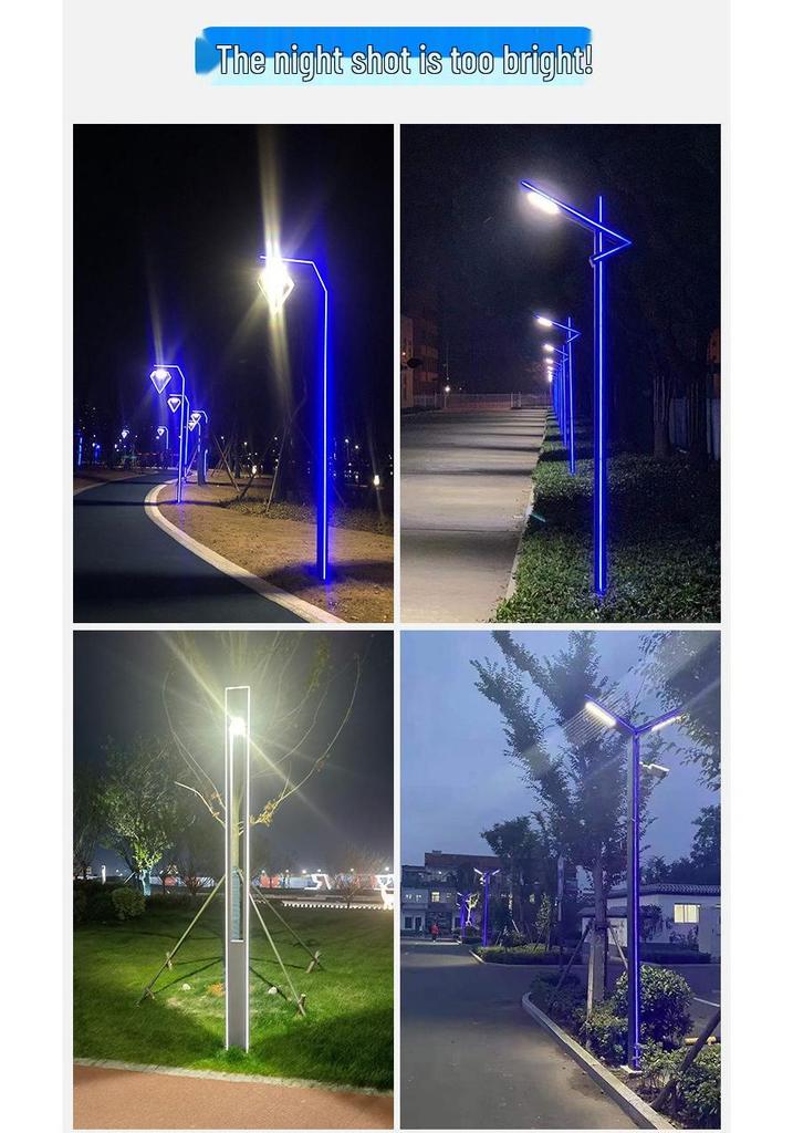 3m Aluminum Alloy 7-Shape LED Courtyard Light with Color-Changing Feature, Double Pole, Square Design