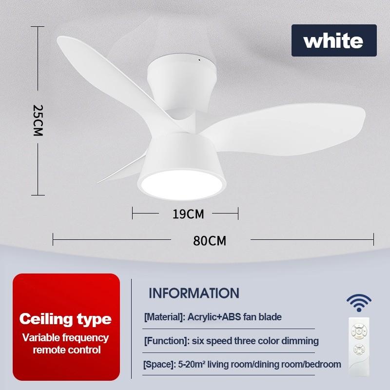 

6-Speed 32“ Household Frequency Conversion DC Motor Ceiling Fan Light Adjustable Fan Lamp Indoor Lighting Lamp Ceiling Fan LED 32 inch【White】-B1