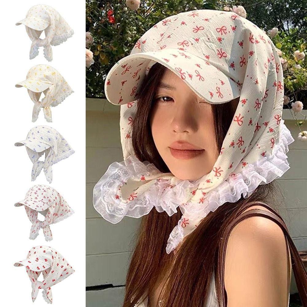 Sweet Lace Headscarf Caps French Pastoral Style Baseball Cap Fashion Sun Hats  Summer