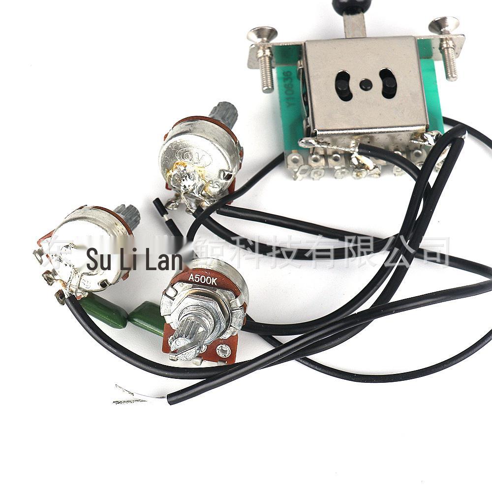 ST SQ Electric Guitar SSS Wiring Harness with Three Potentiometers, 5-Way Switch, and Electronic Wire Socket