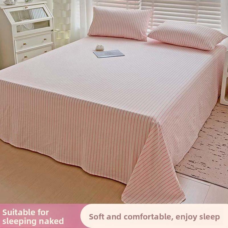 Minimalist Striped Bed Sheet Soft Household & Student Dorm Single Double Bed Bedding