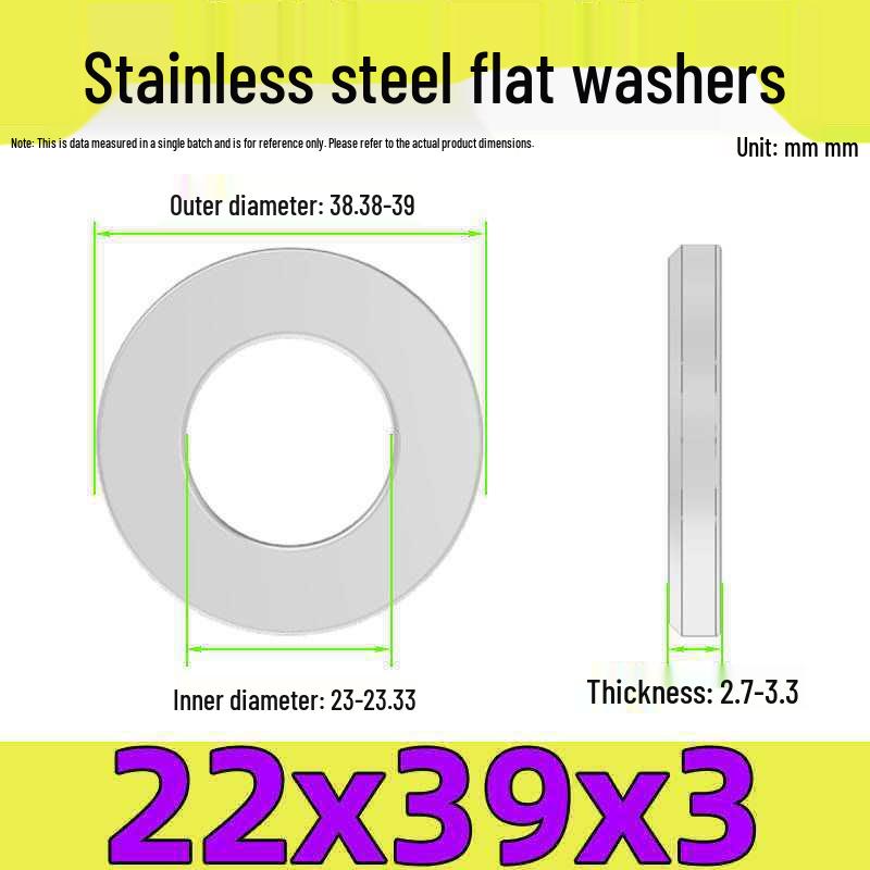 Stainless Steel Flat Washer Gasket, No Burrs, GB97 Standard (201/316/304)