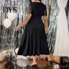 Robe ajustée à col en V Grande Taille Formelle pour Femmes Dentelle Manches Courtes Coupe A-line Légère Été Mère de la Mariée Invité de Mariage Robe de Soirée