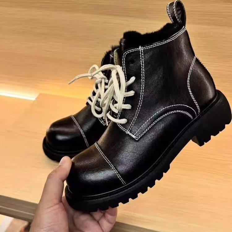 

Invisible Inside Heightening Soft Leather Platform for Women 2026 Winter Fleece Thickened Snow Booties 35 чёрный