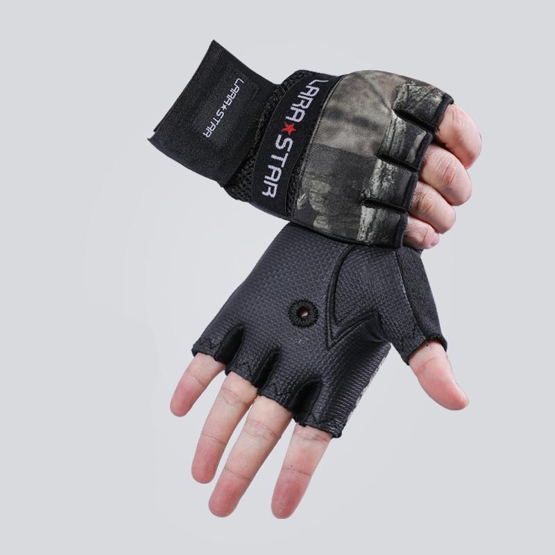 LS0729 Half-Finger Workout Gloves Customizable Crossfit Gym Gloves for Weightlifting Crossfit Exercise M коричневый