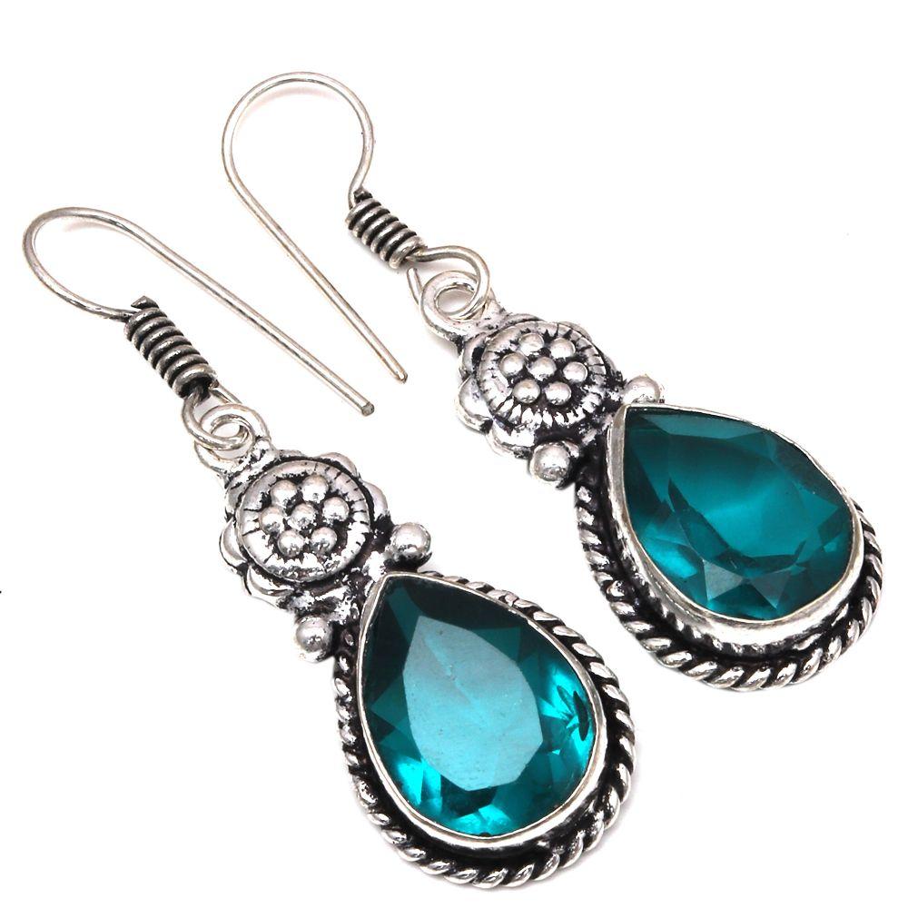 

Chrome Diopside Gemstone Handmade Gift For Her Silver Jewelry Earrings 1.75
