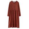 Long Sleeve Cotton Linen Ruffle Vintage Floral Dresses for Women Casual Loose Spring Autumn Dress Elegant Clothing