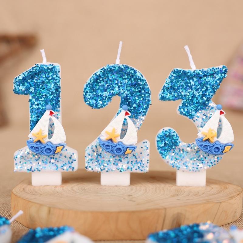 Sailing Number Birthday Candle Cake Party Decoration First Birthday Handmade Candle 0-9