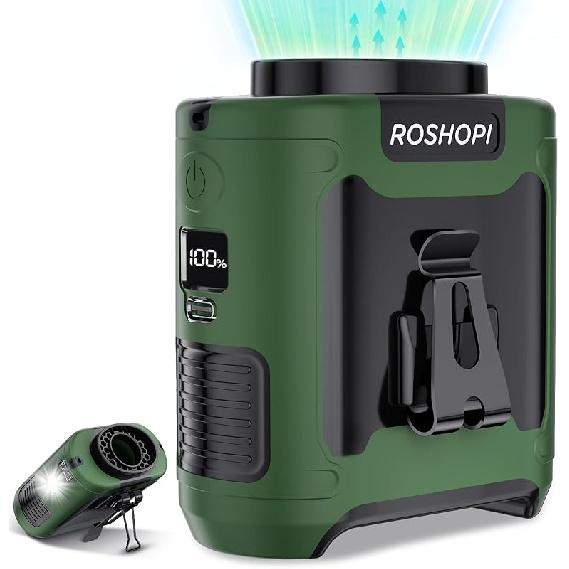 2025 AI Portable Fan Rechargeable -10000mAh, 40H Work Time with 5 Speeds 16000RPM Strong Airflow, Personal Waist Fan with LED Light for Clip On Belt,