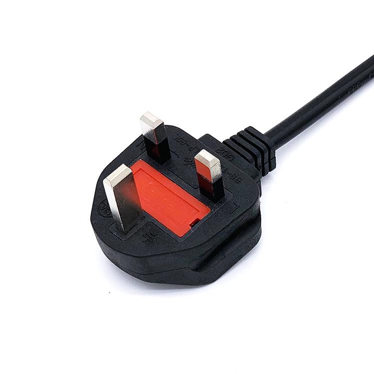British Standard Figure-8 Power Cord with 3-Pin Plug for Computers and Rice Cookers