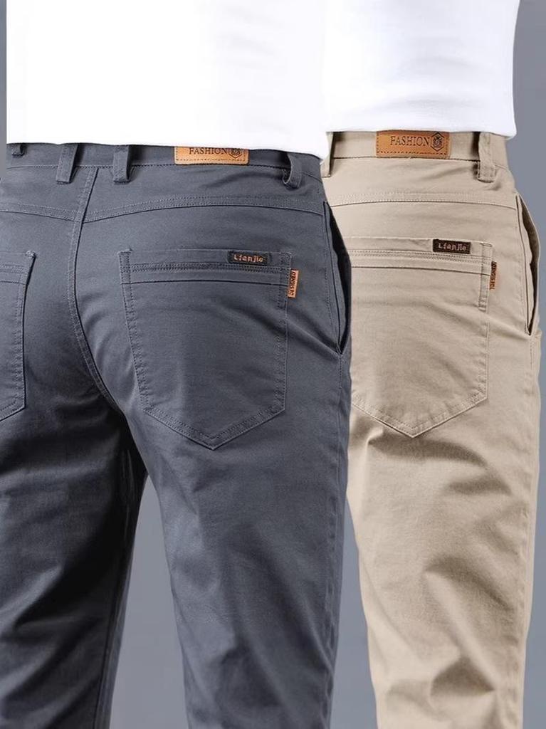 Pantalones Casuales Rectos Elásticos Resistentes al Desgaste para Hombre - Estilo Coreano para Primavera/Otoño