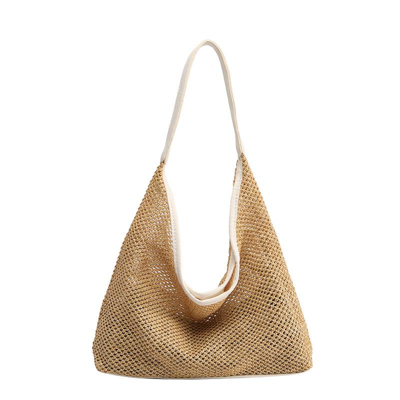 Niche Straw Woven Bag 2025 Summer New Woven Shoulder Tote Vegetable Basket Vacation Weaving
