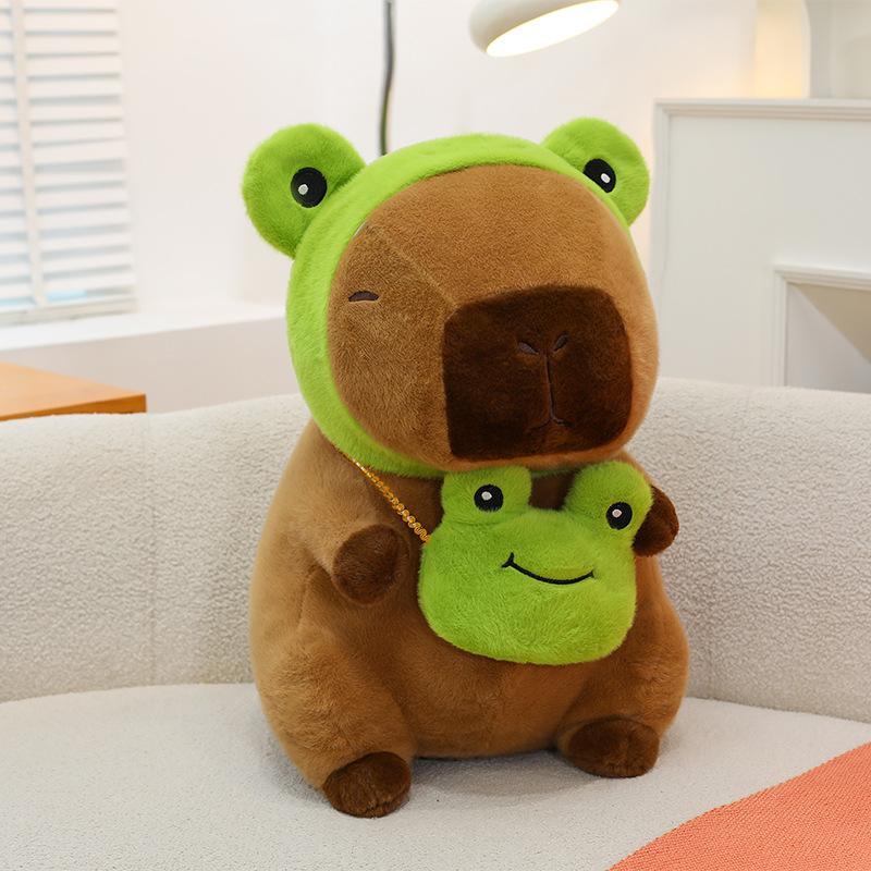 Milk tea cup red hat kapibara doll doll toast turtle backpack capybara ugly cute rag doll throw pillow