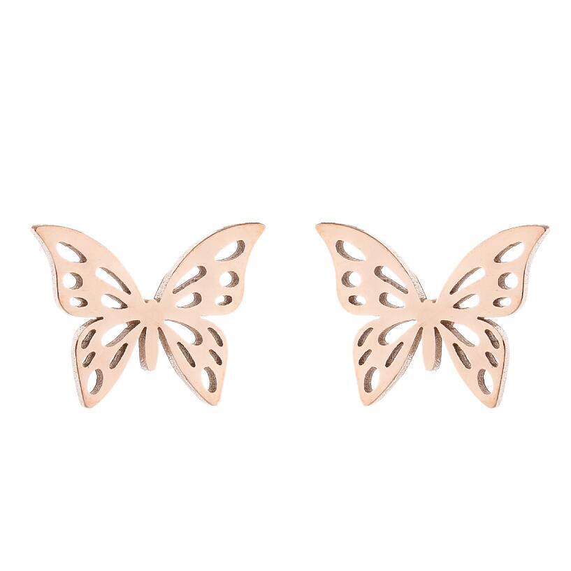 Butterfly Korean Temperament Stainless Steel Earrings - Versatile and Stylish Small Earrings for Women.