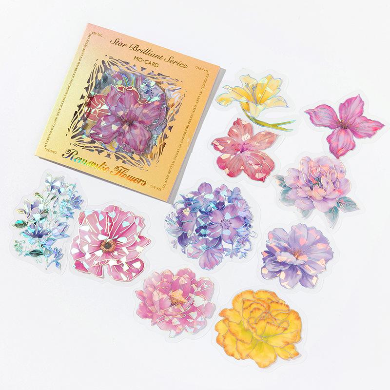 1pack/20pcs Laser Flash PET Waterproof Sticker Cool Geometric Pattern, Ideal for Journal Deco DIY Craft Album Gift Decor