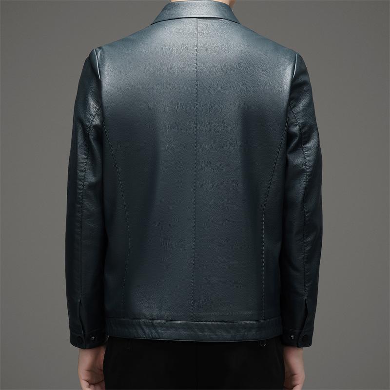 Genuine Leather Jacket for Men, Sheepskin, Middle-aged and Elderly Leather Jacket, Large Size Middle-aged Jacket