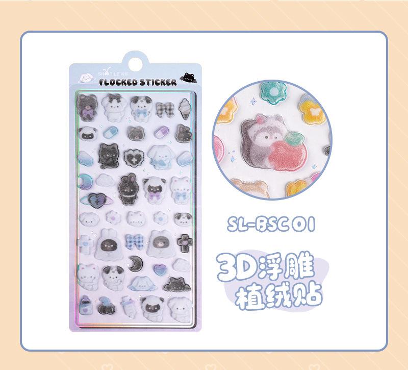 

3D Embossed Flocked Stickers Small Bunny Nose Animal Decor Stickers designed for Kids Phones Stationery plus Scrapbook Decoration