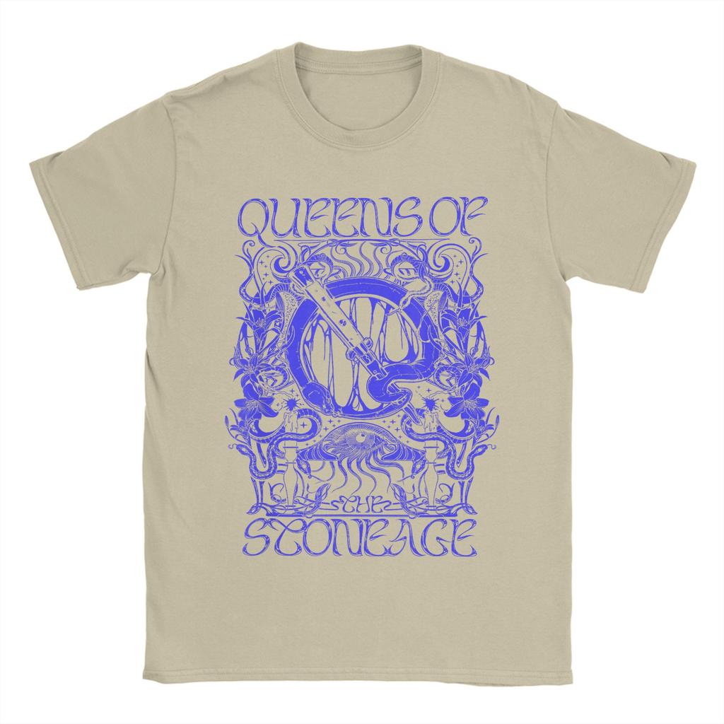 Funny Queens Of The Stone Age Illustrated T-Shirts for Men Round Neck Pure Cotton T Shirt  Short Sleeve Tees Summer Clothes