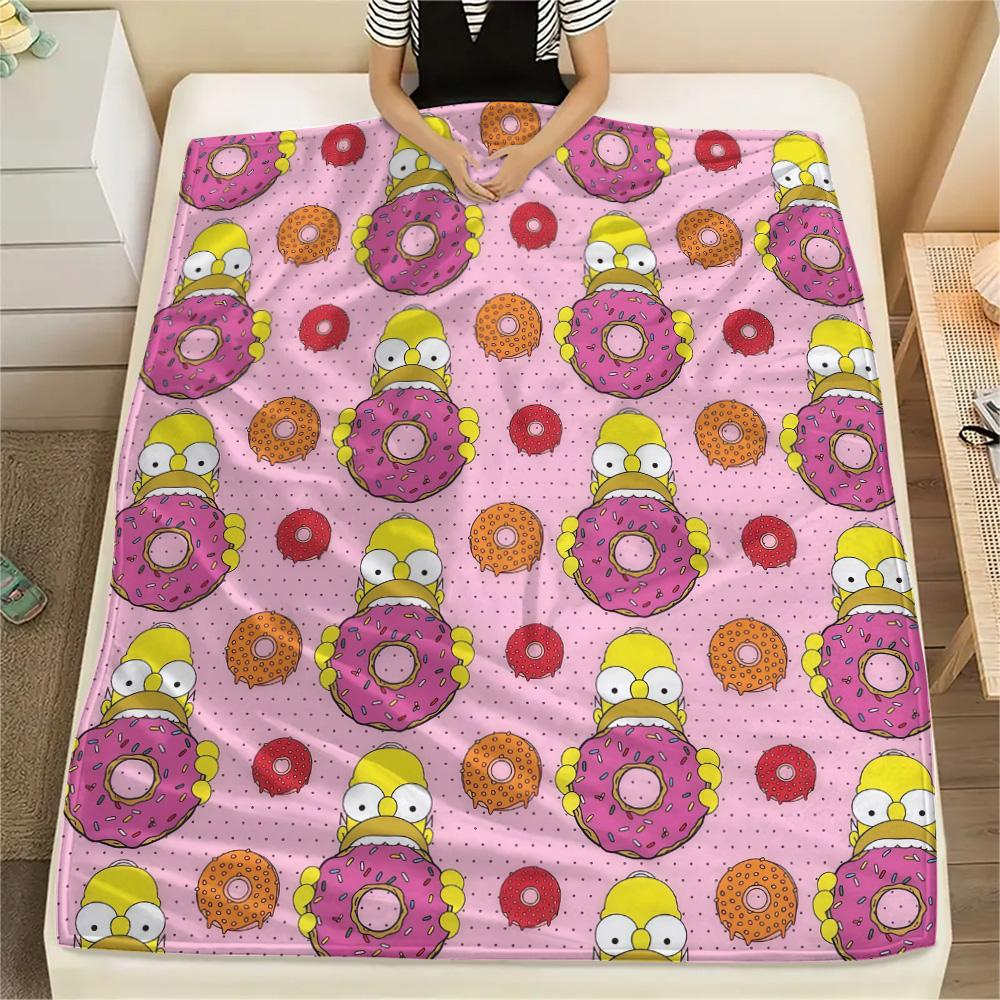 The Simpsons Flannel Blanket, High quality Comfortable for All Seasons, Home Decor, Warmth and Comfort