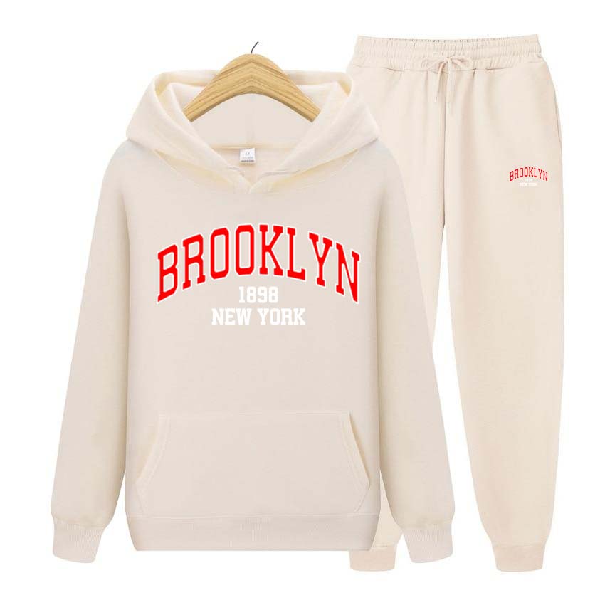 Men's Sets 1898 Brooklyn Print Sweatshirt Sport Suit Tracksuit 2 Pieces Set Sweatshirt+Pants Suit Hoodie Sportswear Jogging