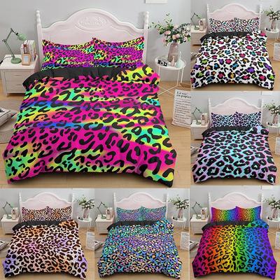 Three-Piece 3D Digital Leopard Print Polyester Bedding