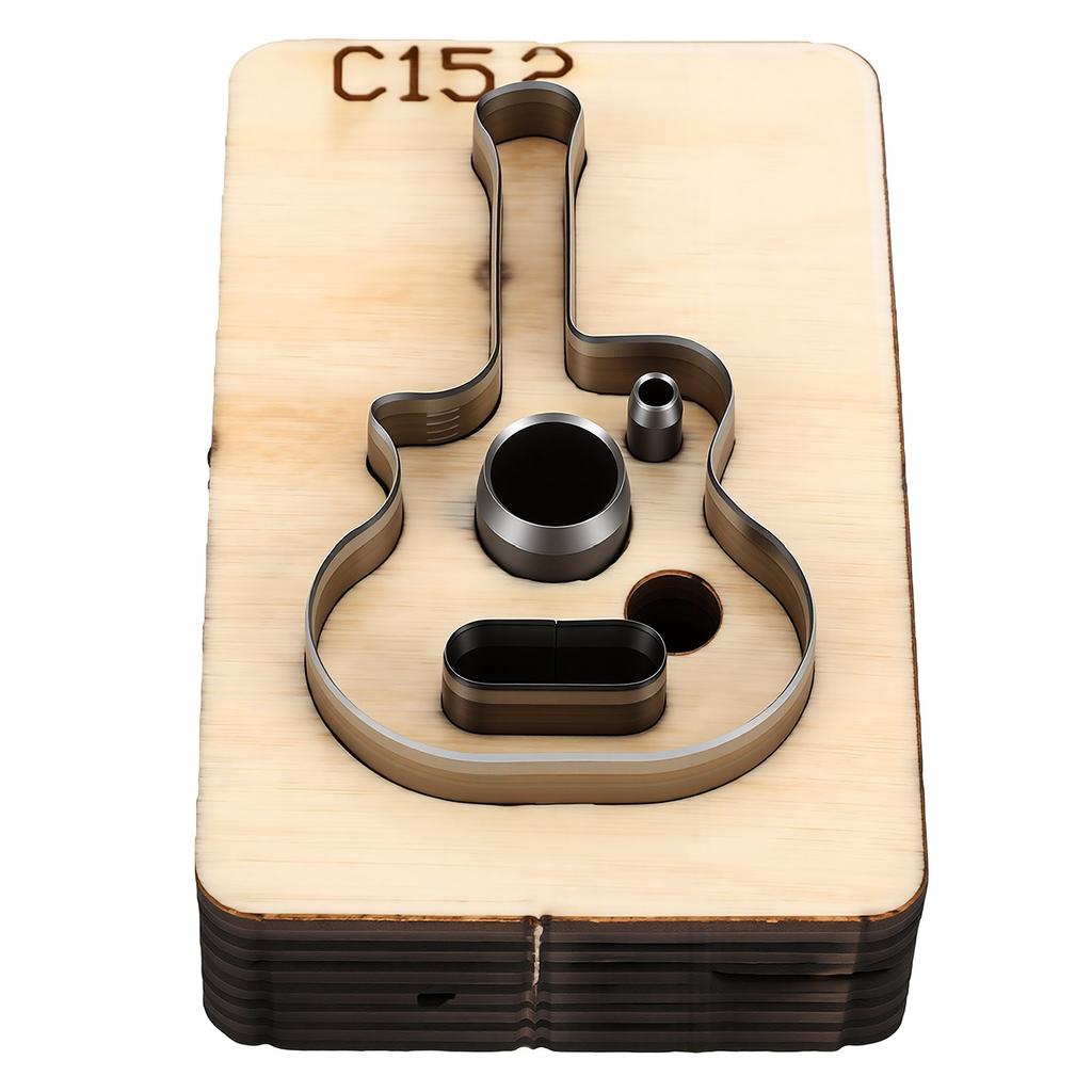 Leather Cutting Dies Guitar Shape Wooden Template Tool Cutter for DIY Crafts Keychains Belts Pendants