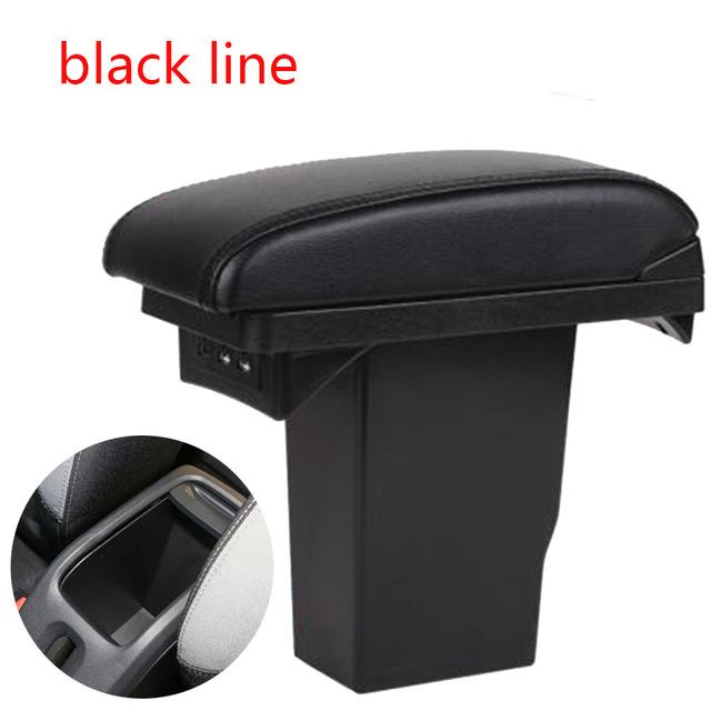 

Новинка для Peugeot 2008, двухслойная искусственная кожа, USB для автомобильных аксессуаров, подлокотник, центральный ящик для хранения, общий подлокотник Black black line