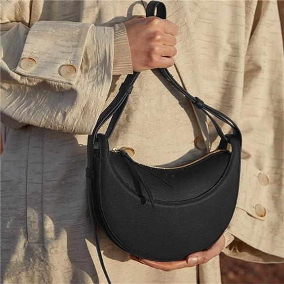 Half Moon Women Bag PU Simple Office Lady Adjustable Shoulder Straps High-Capacity Shoulder Bag Handbag Euro-America Style