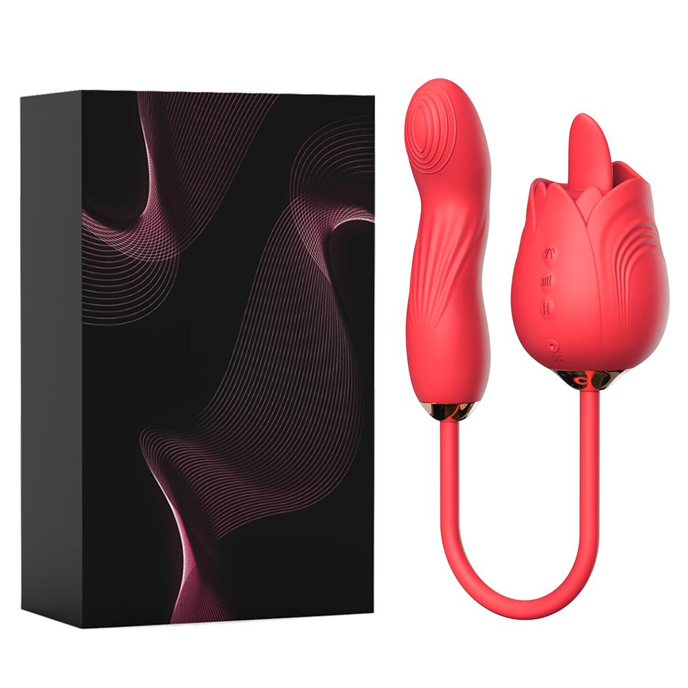 Rose-Licking Vibrator Female G Spot Nipple Clitoris Stimulator Tongue Lick Vibrating Love Egg Dildo Adults Sex Toys for Women 18