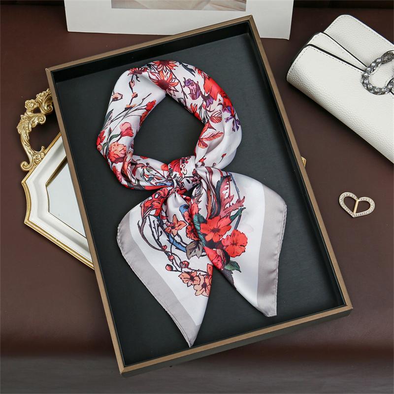 Luxury Printing Silk Square Scarf Women Neck Hair Tie Band Beach Hijab Kerchief Head Headbands Bandana Female Foulard 70cm