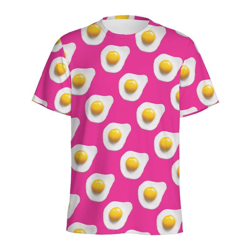 Multi Color Eggs 3D Printed T Shirt For Men Womens Kids Cartoon Fried Egg Graphic Tees Tops Short Sleeves Round Neck T-shirt