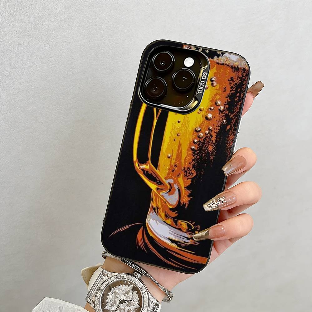 

beer Phone Case For iPhone 17,16,15,14,13,12,11 Plus,Pro Max,XS,Colored Silver Plated Inside Cover iPhone16Se4