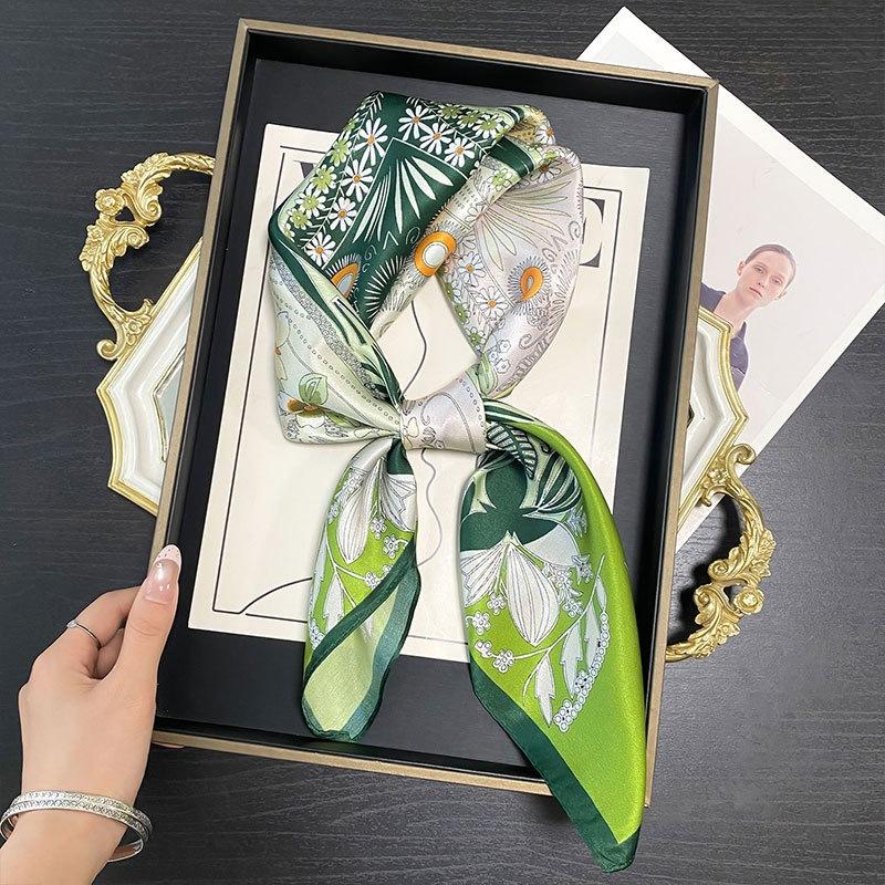 Mulberry Silk Small Square Scarf Women's Versatile Printed Silk Scarf High-end Headband Scarf French Scarf Spring and Summer New