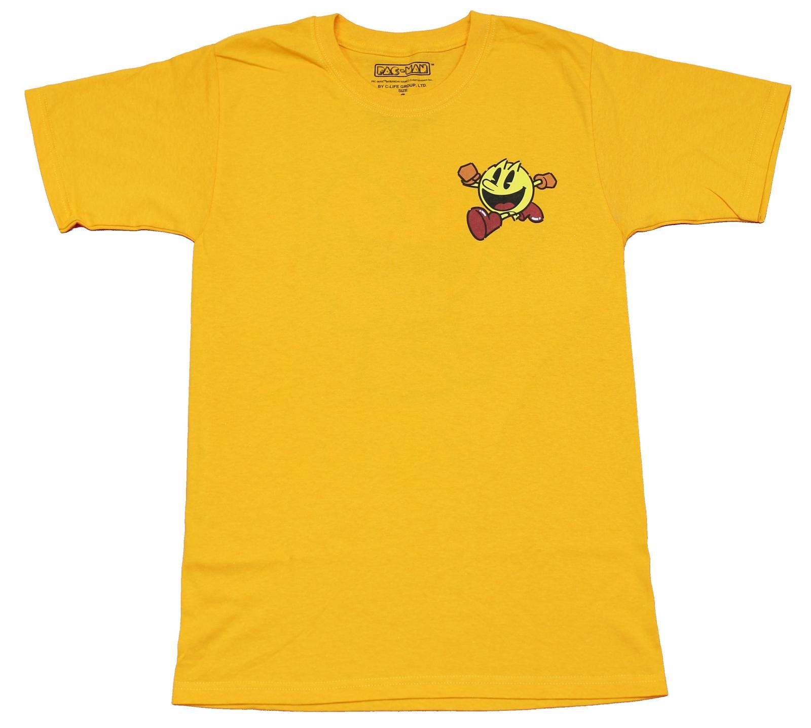 Pac-Man Mens T-Shirt - Running Pac-Man Lapel Winking Kanji Back XXXL