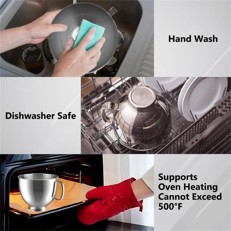 Food Mixer Mixing Bowl Dishwasher Safe Stainless Steel Material for Mixer
