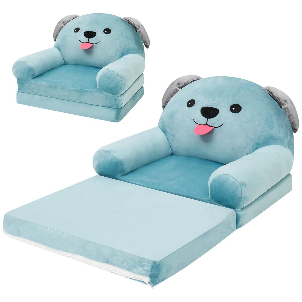 2 In 1 Foldable Kids Sofa Bed Baby Seat Chair Foam Filled Toddler Sleeping Couch Reading Armchair for Reading Relaxing Nursery