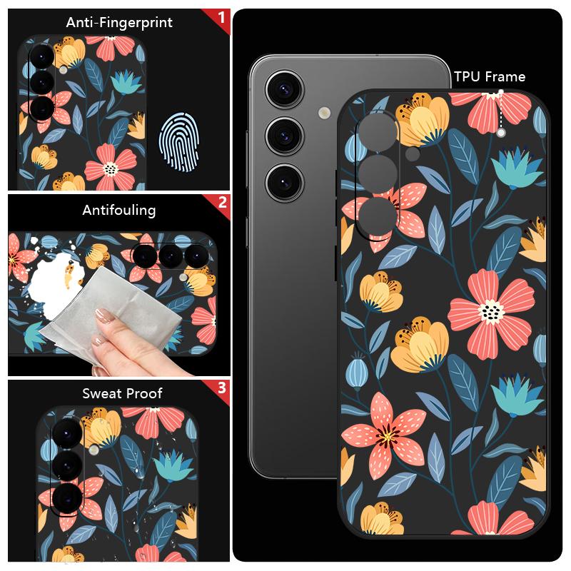 Květinově malovaná skořepina pro Samsung Galaxy S24 S22 Ultra Plus S23 S21 S20 Fe A52 A53 A54 A34 14 5g A51 A32 A13 4g Slim Shockproof Tpu Hybrid Case Cover
