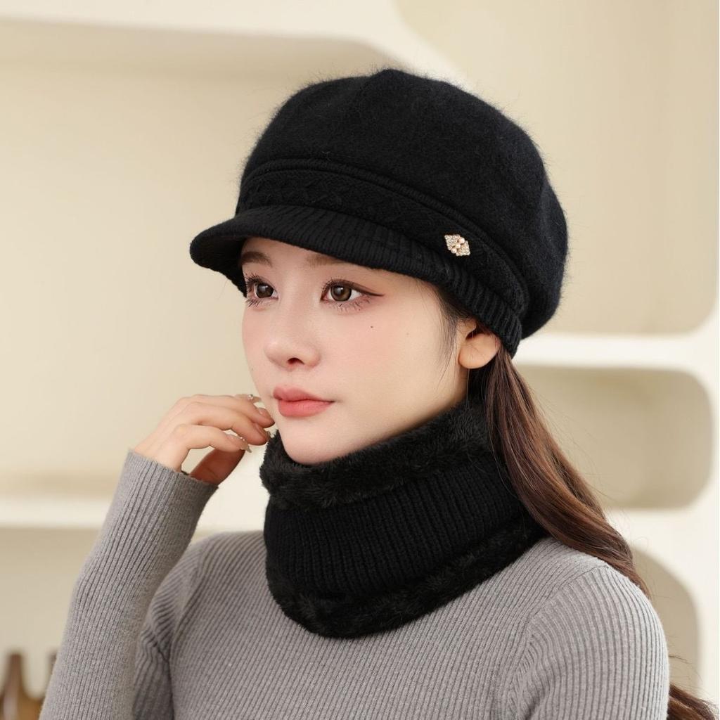 Damen Baskenmütze Winter Warm Winddicht Elastische Stretch-Passform, Leichtgewichtiger Thermoschutz für Ohren für Outdoor-Reisen, Radfahren, Weihnachten, Freizeitaktivitäten