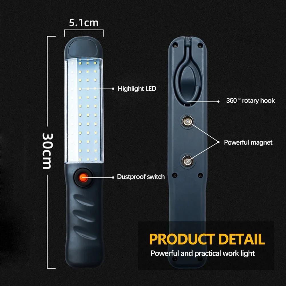 LED Flashlights Rechargeable Work Light with Magnetic Base and Hanging Hook 3 Modes Floodlight for Car Repair Grill Outdoor Use