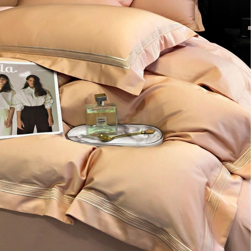 Class A 140 Long-staple Cotton Four-piece Set Cotton Pure Cotton Bed Sheet Quilt Cover Embroidery Simple Hotel Bedding